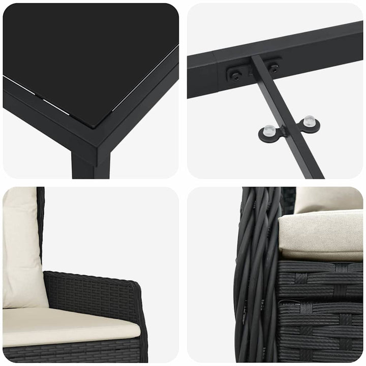 Have Spisebordssæt 5 pcs Sort polyrattan