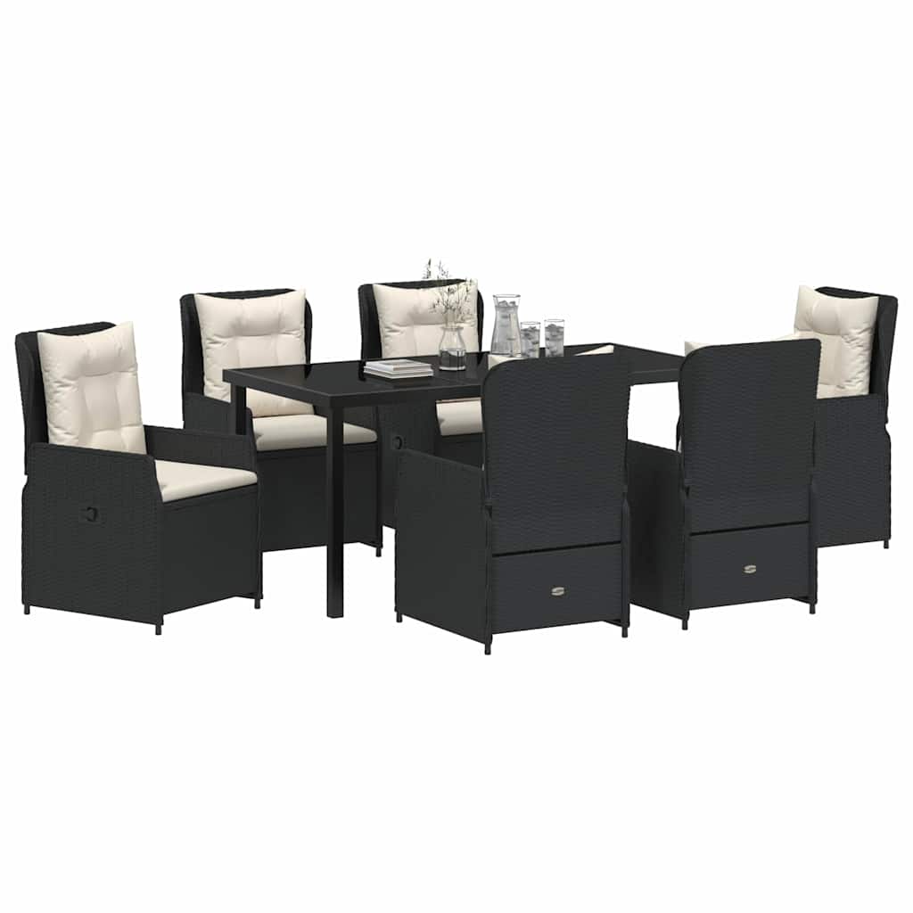 Have Spisebordssæt 7 pcs Sort polyrattan