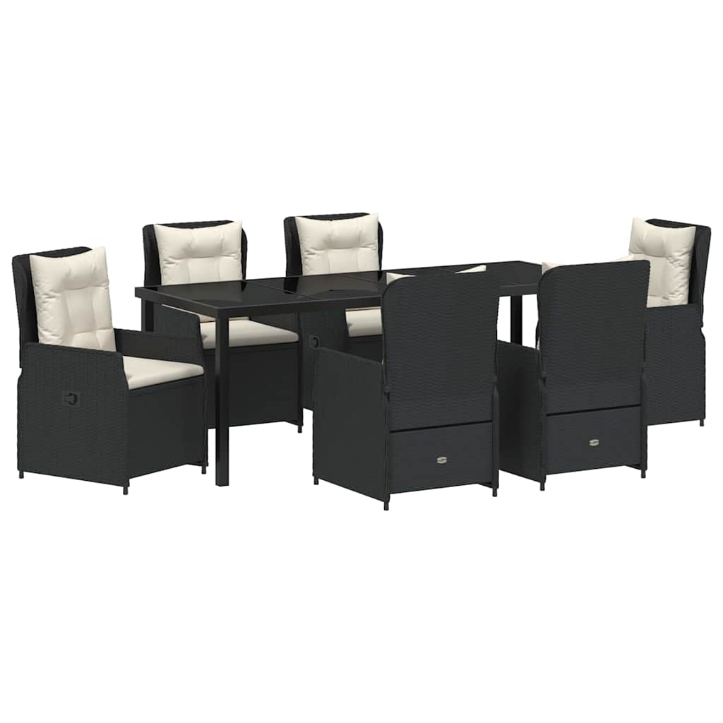 Have Spisebordssæt 7 pcs Sort polyrattan