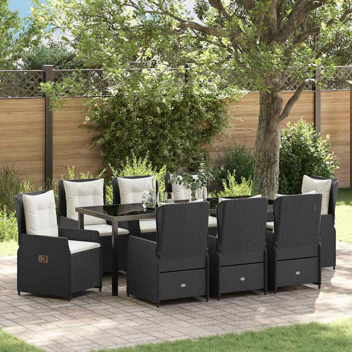 Have Spisebordssæt 9 pcs Sort polyrattan