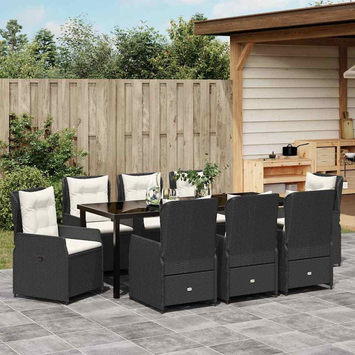 Have Spisebordssæt 9 pcs Sort polyrattan
