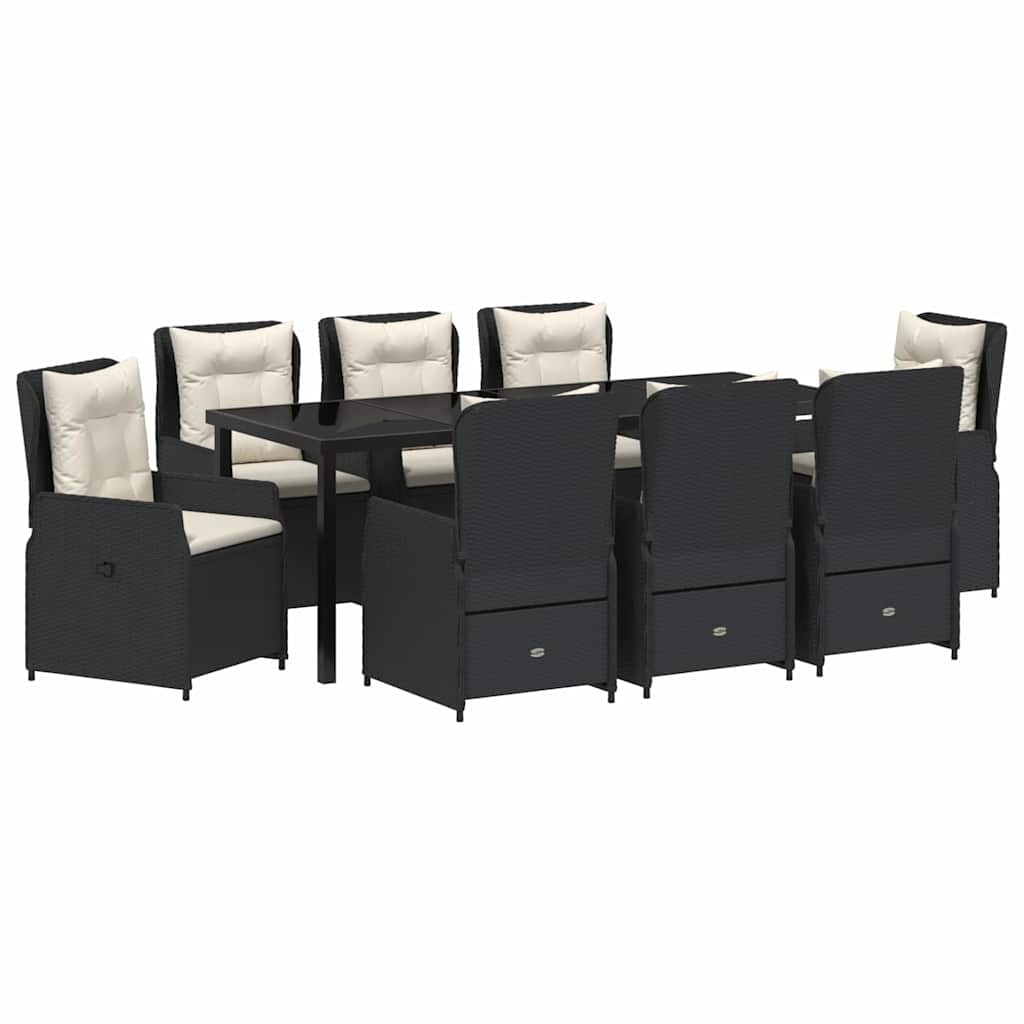 Have Spisebordssæt 9 pcs Sort polyrattan