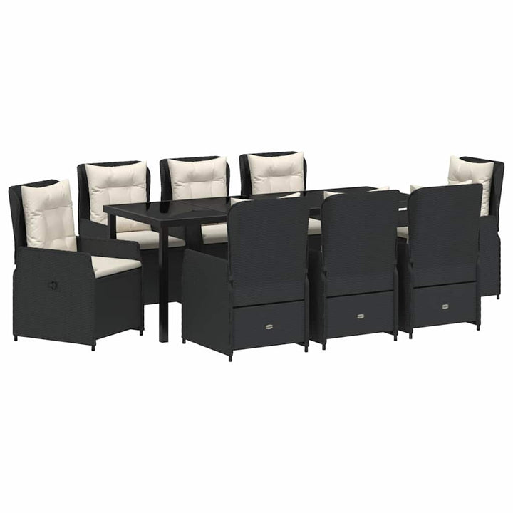 Have Spisebordssæt 9 pcs Sort polyrattan
