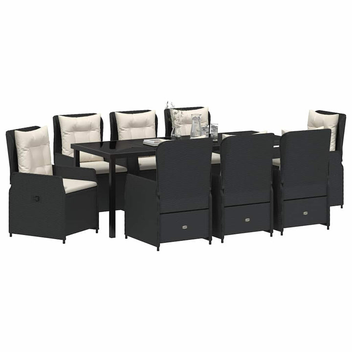 Have Spisebordssæt 9 pcs Sort polyrattan
