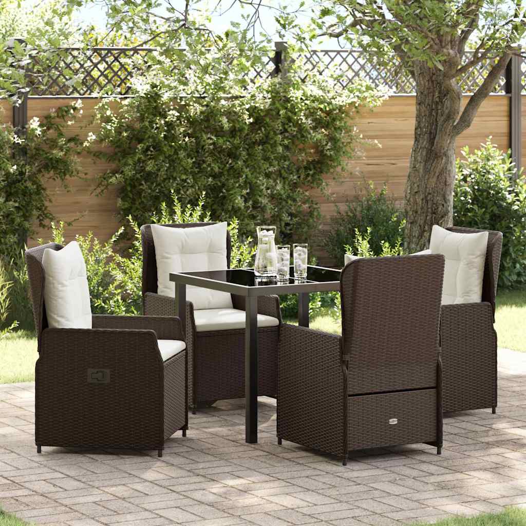 Have Spisebordssæt 5 pcs Brun polyrattan