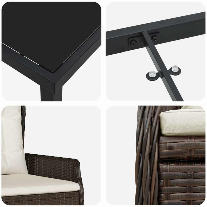 Have Spisebordssæt 5 pcs Brun polyrattan