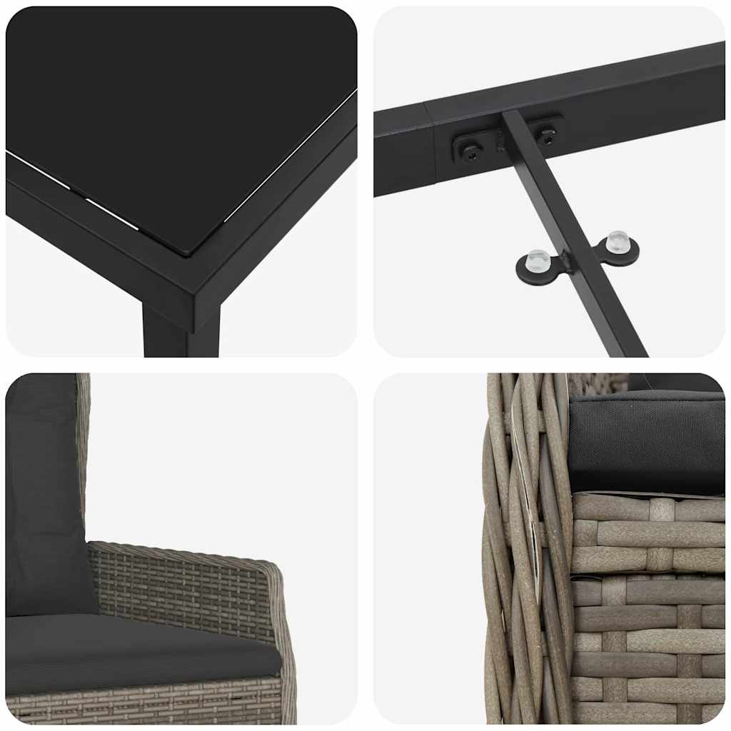 Have Spisebordssæt 5 pcs Grå polyrattan