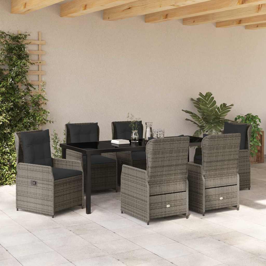 Have Spisebordssæt 7 pcs Grå polyrattan
