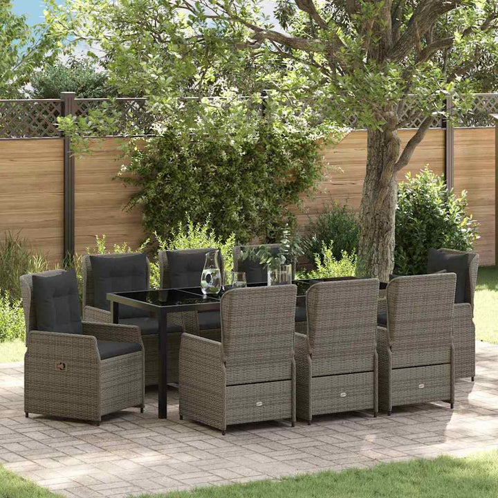 Have Spisebordssæt 9 pcs Grå polyrattan