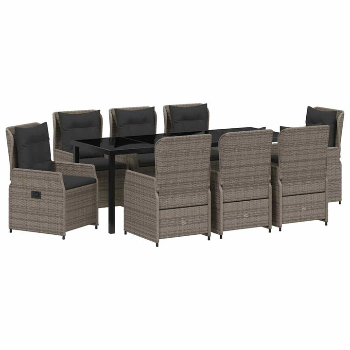 Have Spisebordssæt 9 pcs Grå polyrattan
