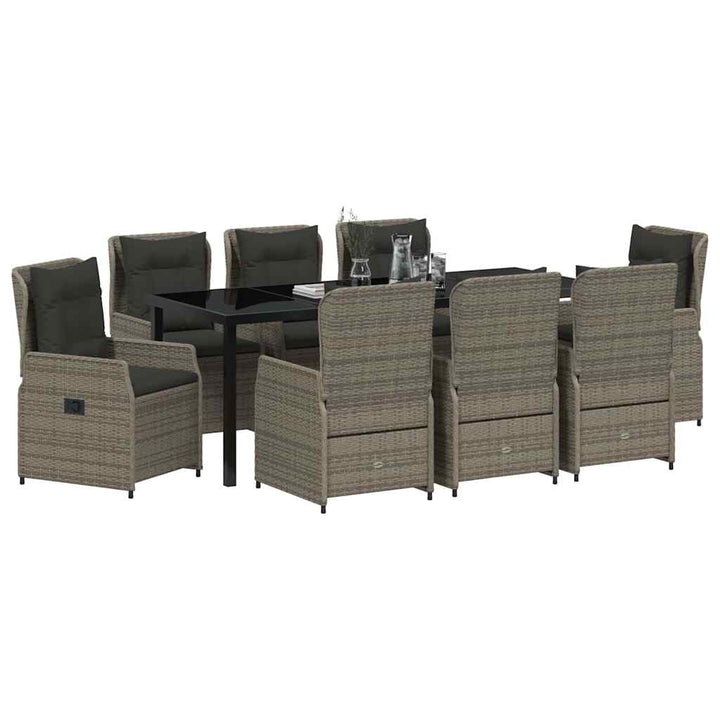 Have Spisebordssæt 9 pcs Grå polyrattan