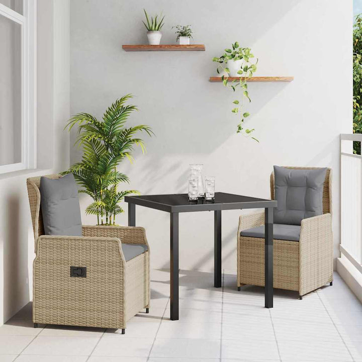 Have Spisebordssæt 3 pcs Beige og lys grå polyrattan