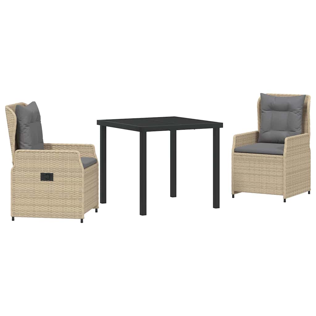Have Spisebordssæt 3 pcs Beige og lys grå polyrattan
