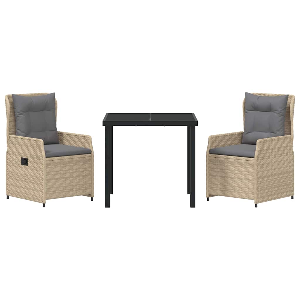 Have Spisebordssæt 3 pcs Beige og lys grå polyrattan