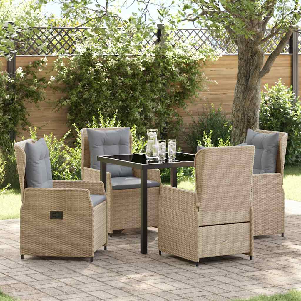 Have Spisebordssæt 5 pcs Beige og lys grå polyrattan