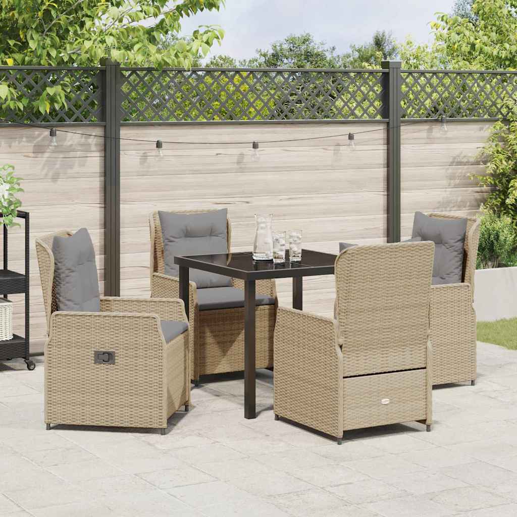 Have Spisebordssæt 5 pcs Beige og lys grå polyrattan