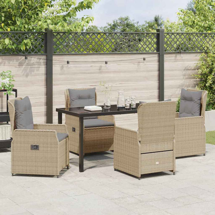 Have Spisebordssæt 5 pcs Beige og lys grå polyrattan