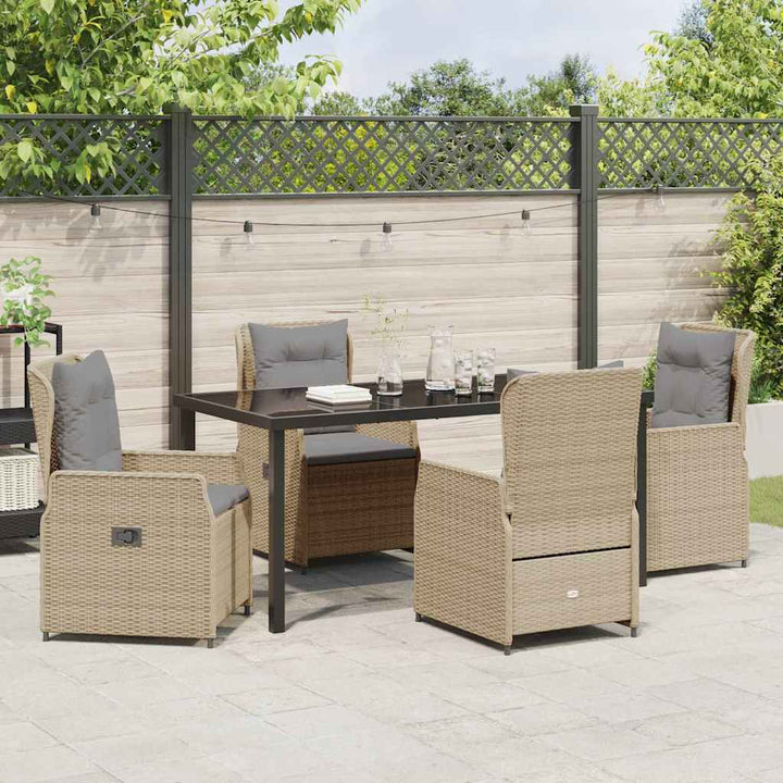 Have Spisebordssæt 5 pcs Beige og lys grå polyrattan