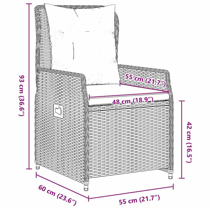 Have Spisebordssæt 5 pcs Beige og lys grå polyrattan