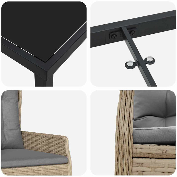 Have Spisebordssæt 7 pcs Beige og lys grå polyrattan