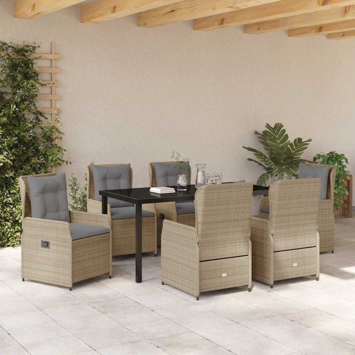 Have Spisebordssæt 7 pcs Beige og lys grå polyrattan
