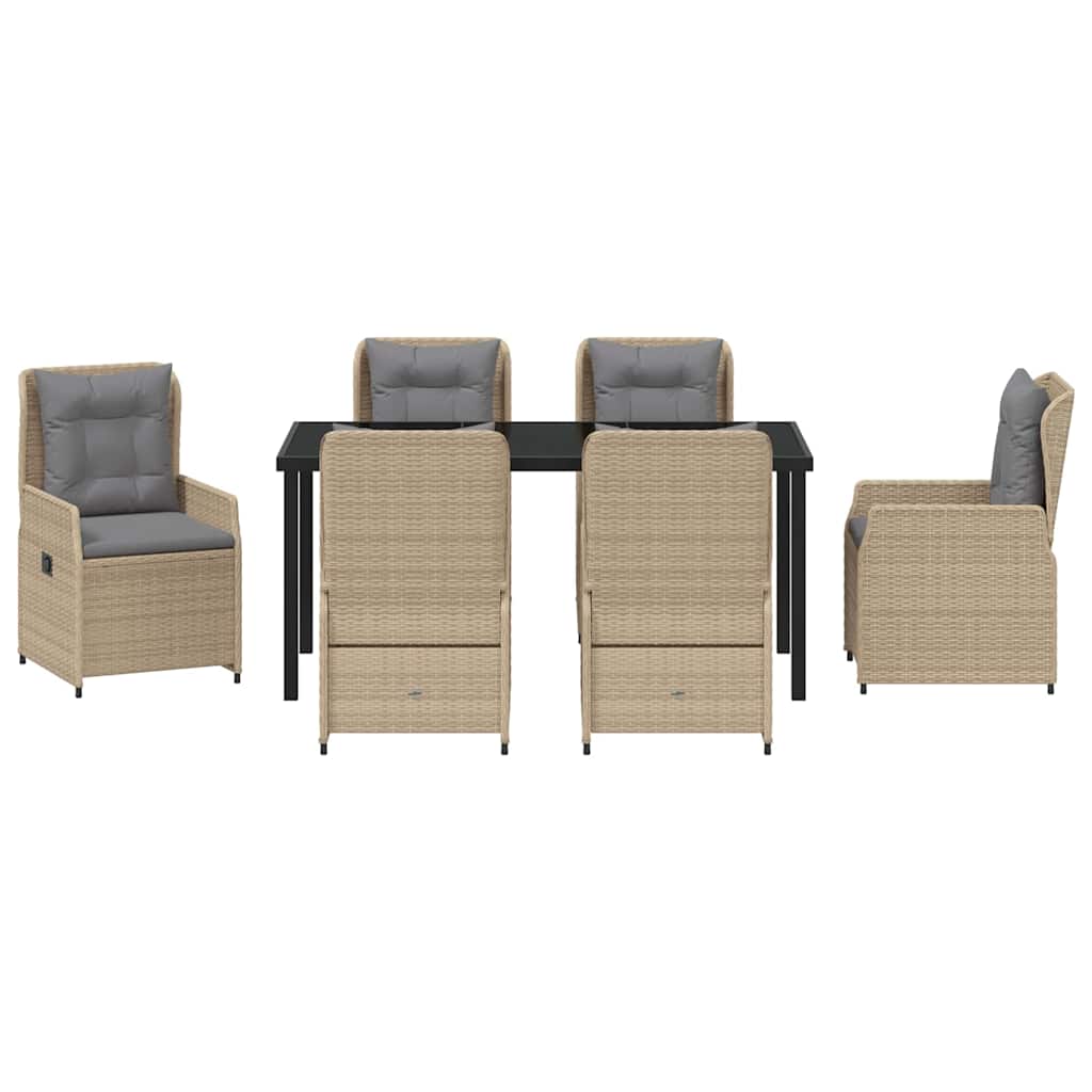 Have Spisebordssæt 7 pcs Beige og lys grå polyrattan