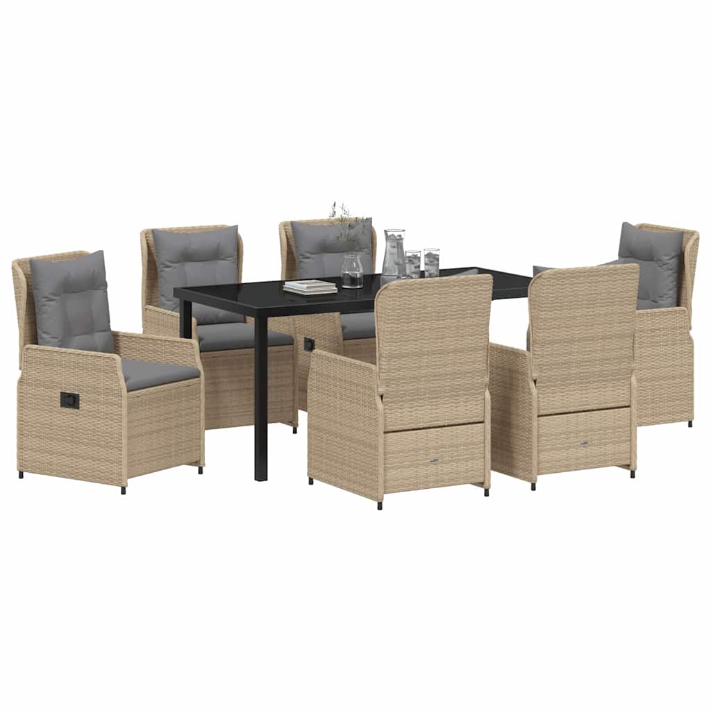 Have Spisebordssæt 7 pcs Beige og lys grå polyrattan