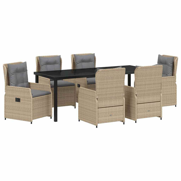 Have Spisebordssæt 7 pcs Beige og lys grå polyrattan