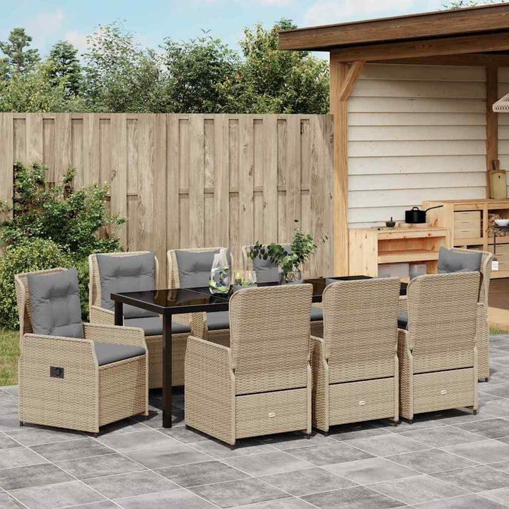 Have Spisebordssæt 9 pcs Beige og lys grå polyrattan
