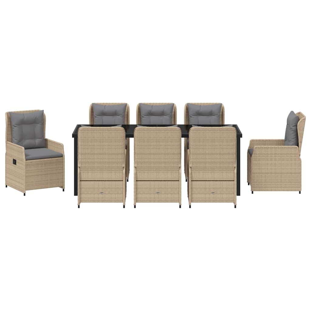 Have Spisebordssæt 9 pcs Beige og lys grå polyrattan
