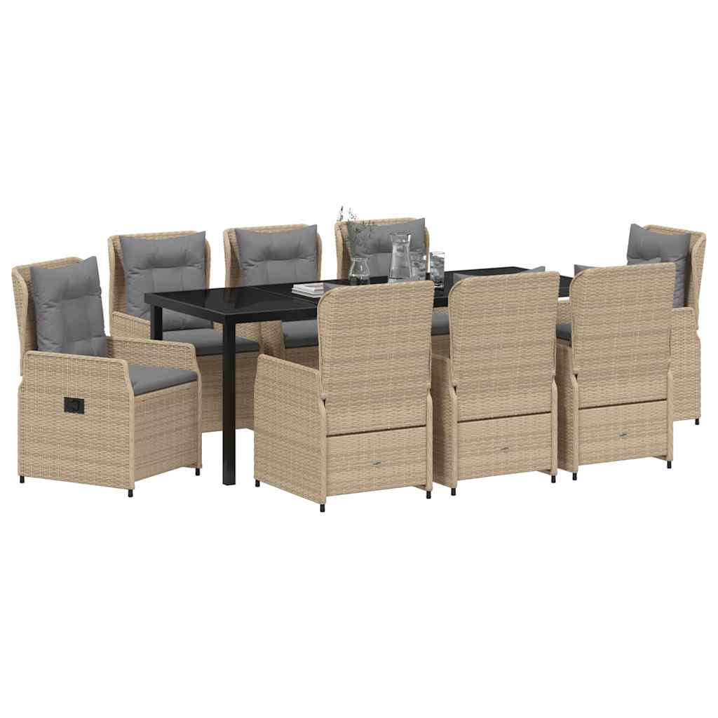 Have Spisebordssæt 9 pcs Beige og lys grå polyrattan