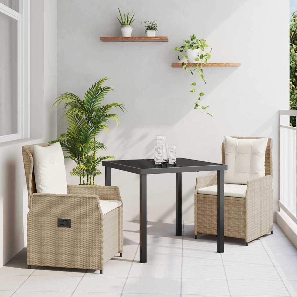 Have Spisebordssæt 3 pcs Beige og lys grå polyrattan
