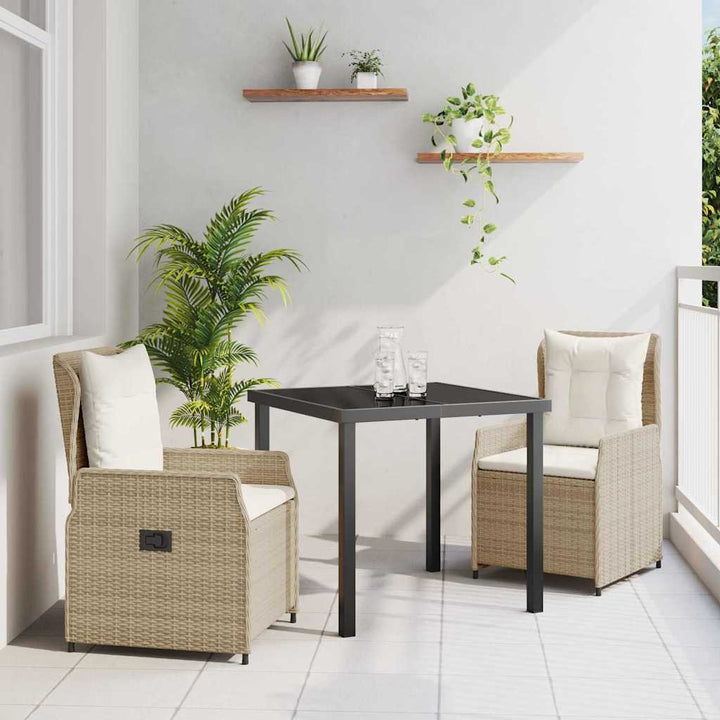 Have Spisebordssæt 3 pcs Beige og lys grå polyrattan