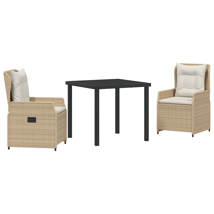 Have Spisebordssæt 3 pcs Beige og lys grå polyrattan
