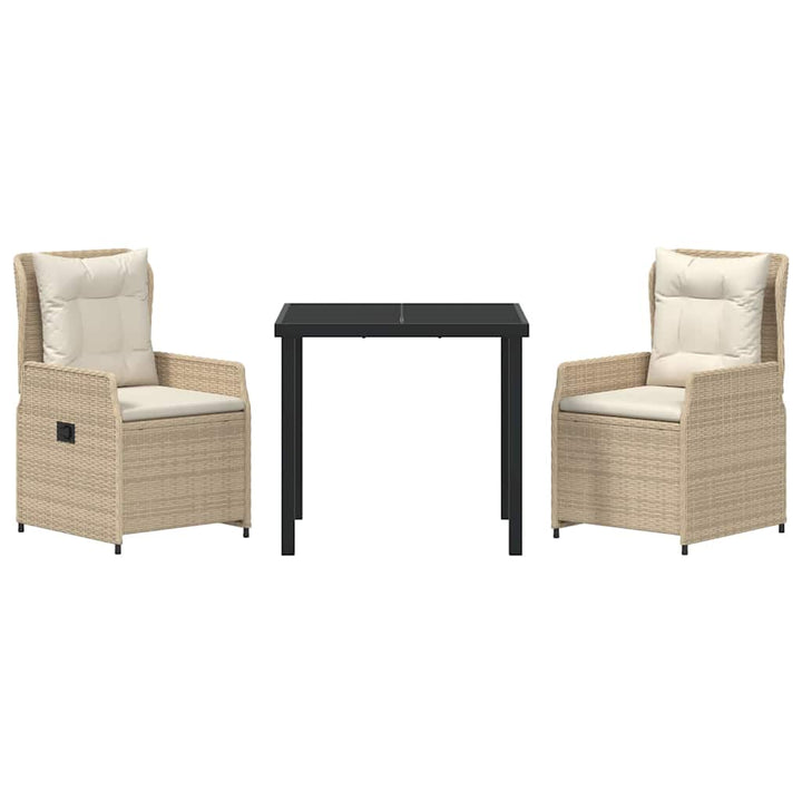 Have Spisebordssæt 3 pcs Beige og lys grå polyrattan