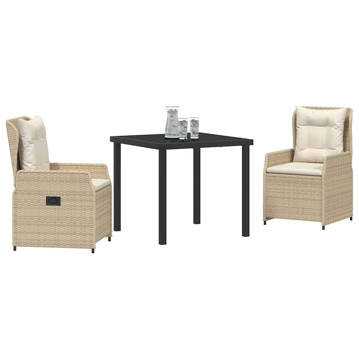 Have Spisebordssæt 3 pcs Beige og lys grå polyrattan
