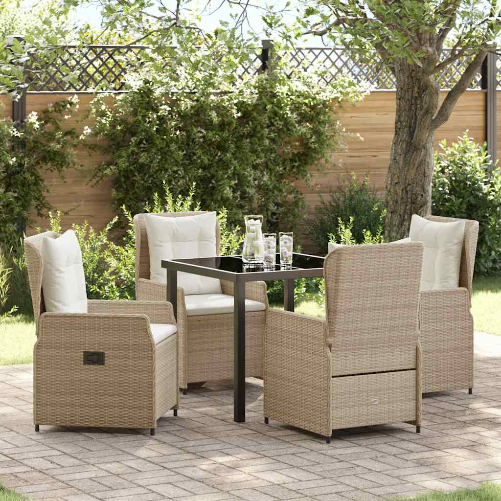 Have Spisebordssæt 5 pcs Beige og lys grå polyrattan