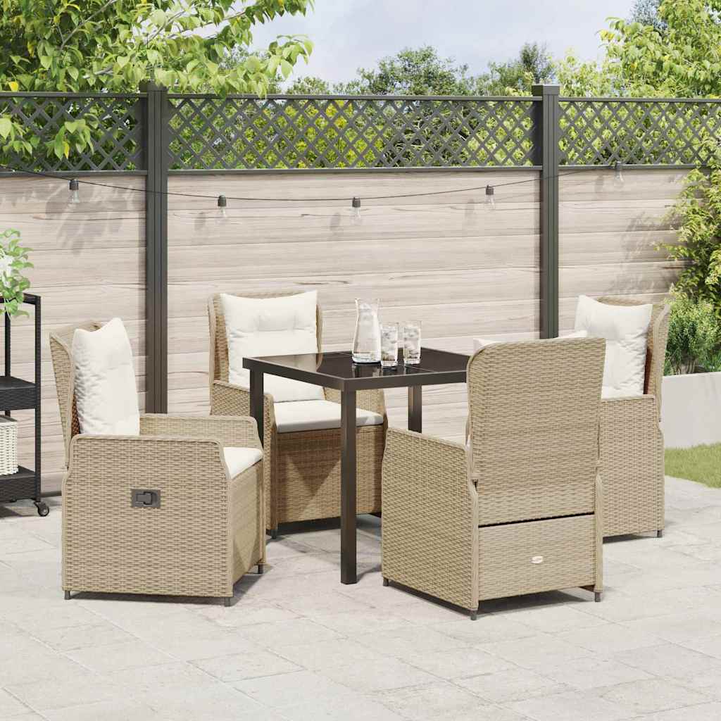 Have Spisebordssæt 5 pcs Beige og lys grå polyrattan