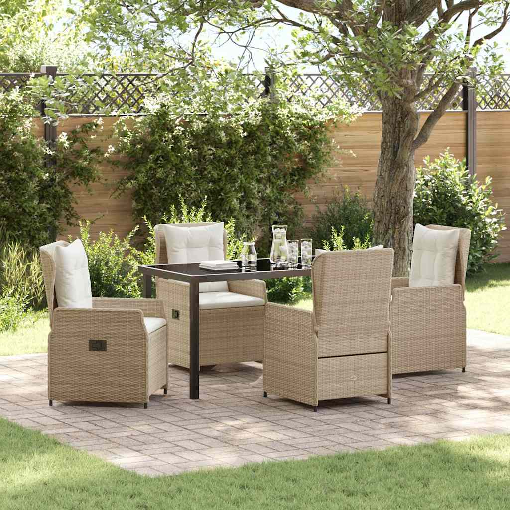 Have Spisebordssæt 5 pcs Beige og lys grå polyrattan