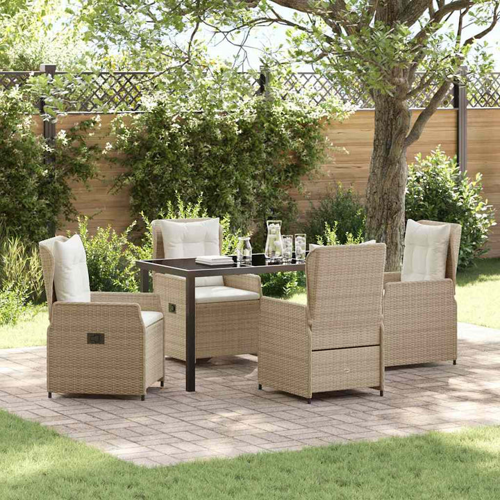 Have Spisebordssæt 5 pcs Beige og lys grå polyrattan