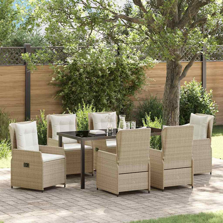 Have Spisebordssæt 7 pcs Beige og lys grå polyrattan