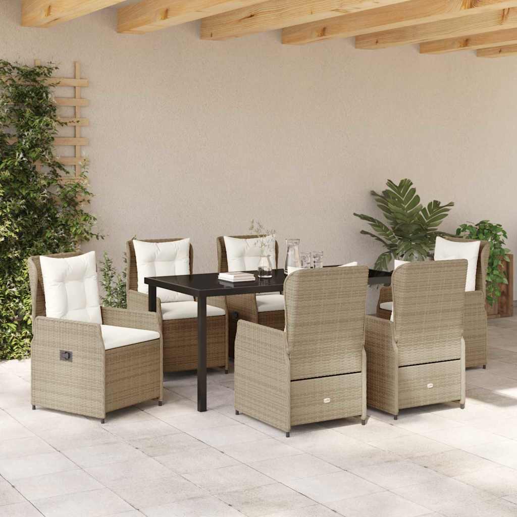 Have Spisebordssæt 7 pcs Beige og lys grå polyrattan