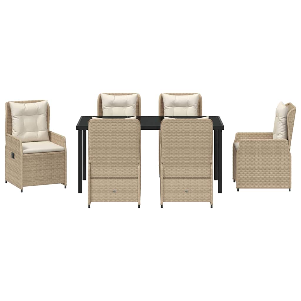 Have Spisebordssæt 7 pcs Beige og lys grå polyrattan