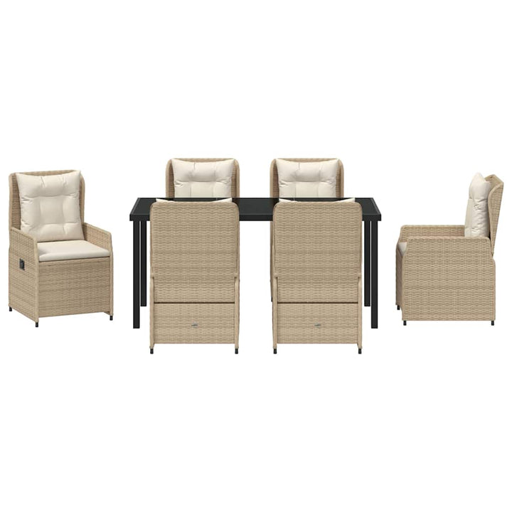 Have Spisebordssæt 7 pcs Beige og lys grå polyrattan
