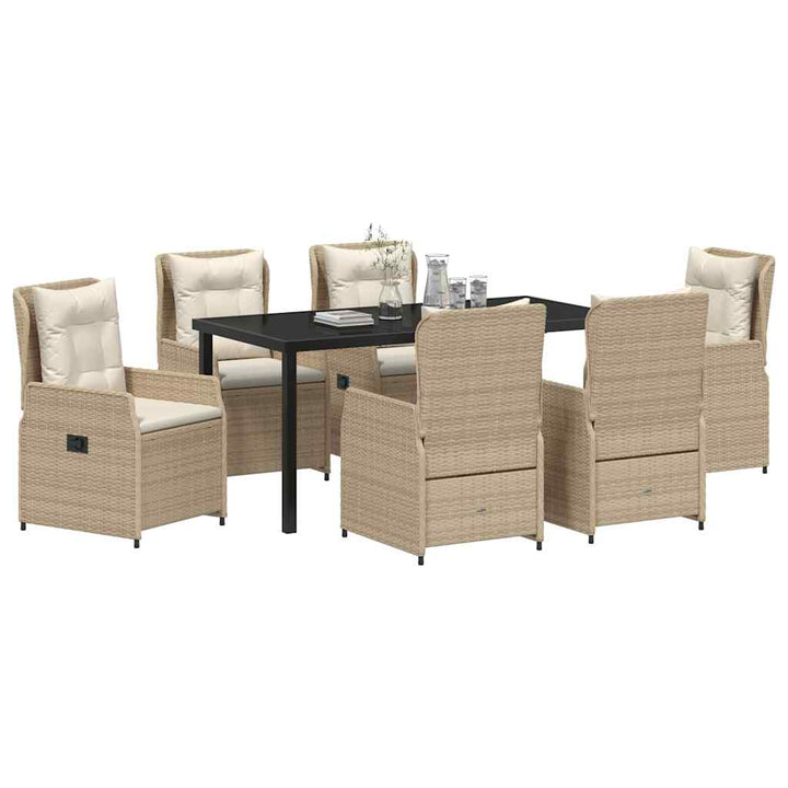 Have Spisebordssæt 7 pcs Beige og lys grå polyrattan
