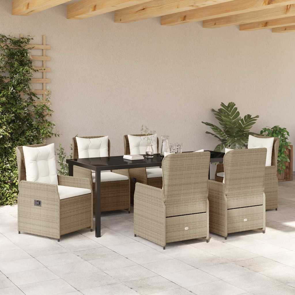 Have Spisebordssæt 7 pcs Beige og lys grå polyrattan