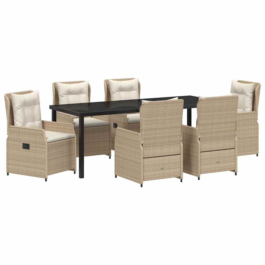 Have Spisebordssæt 7 pcs Beige og lys grå polyrattan