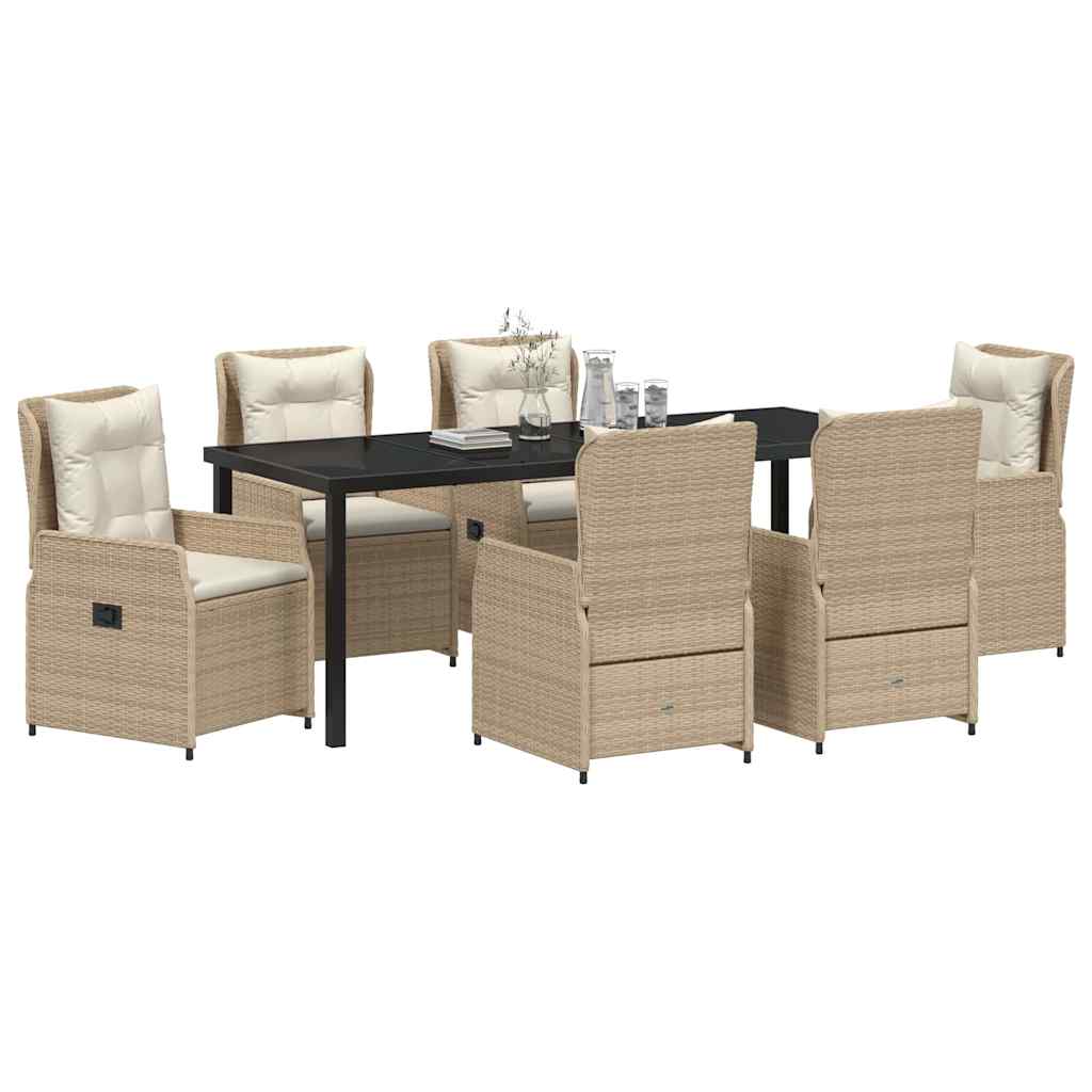 Have Spisebordssæt 7 pcs Beige og lys grå polyrattan