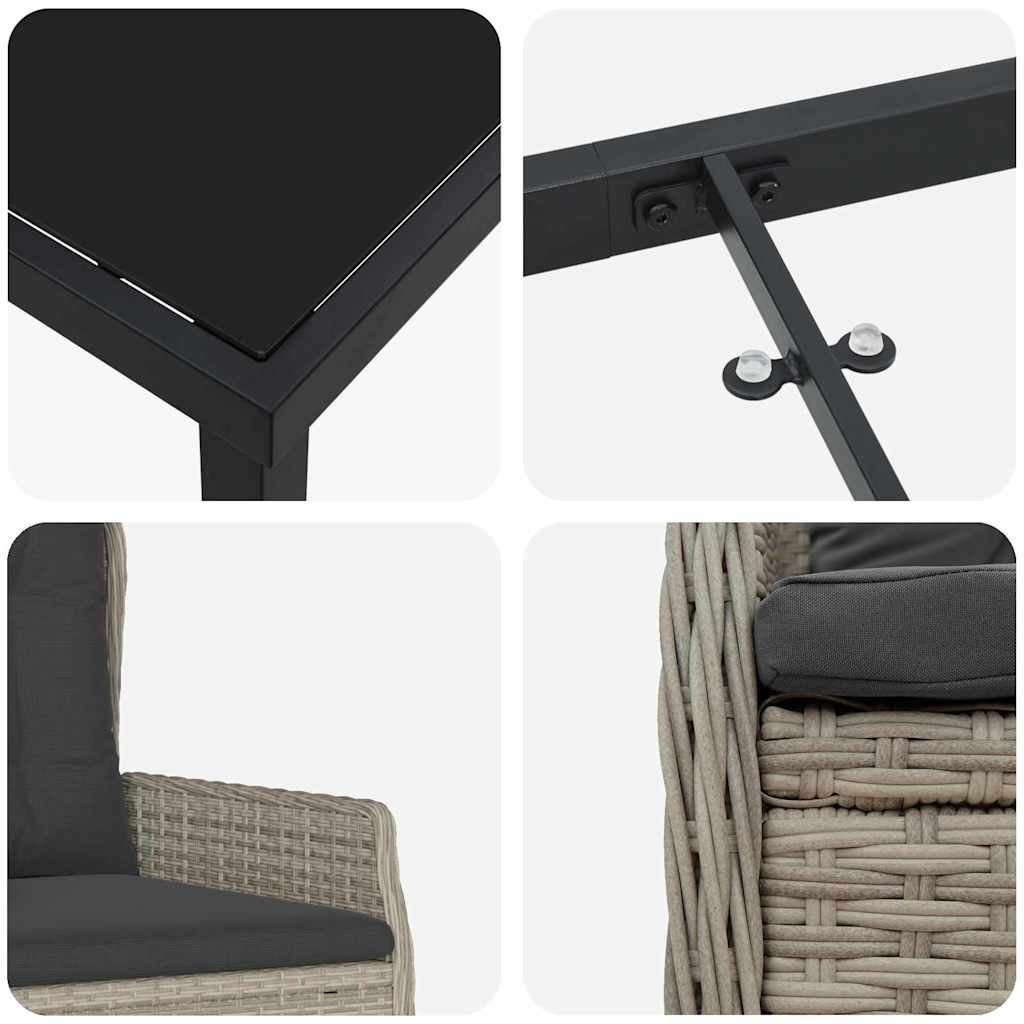 Have Spisebordssæt 5 pcs Lysegrå polyrattan