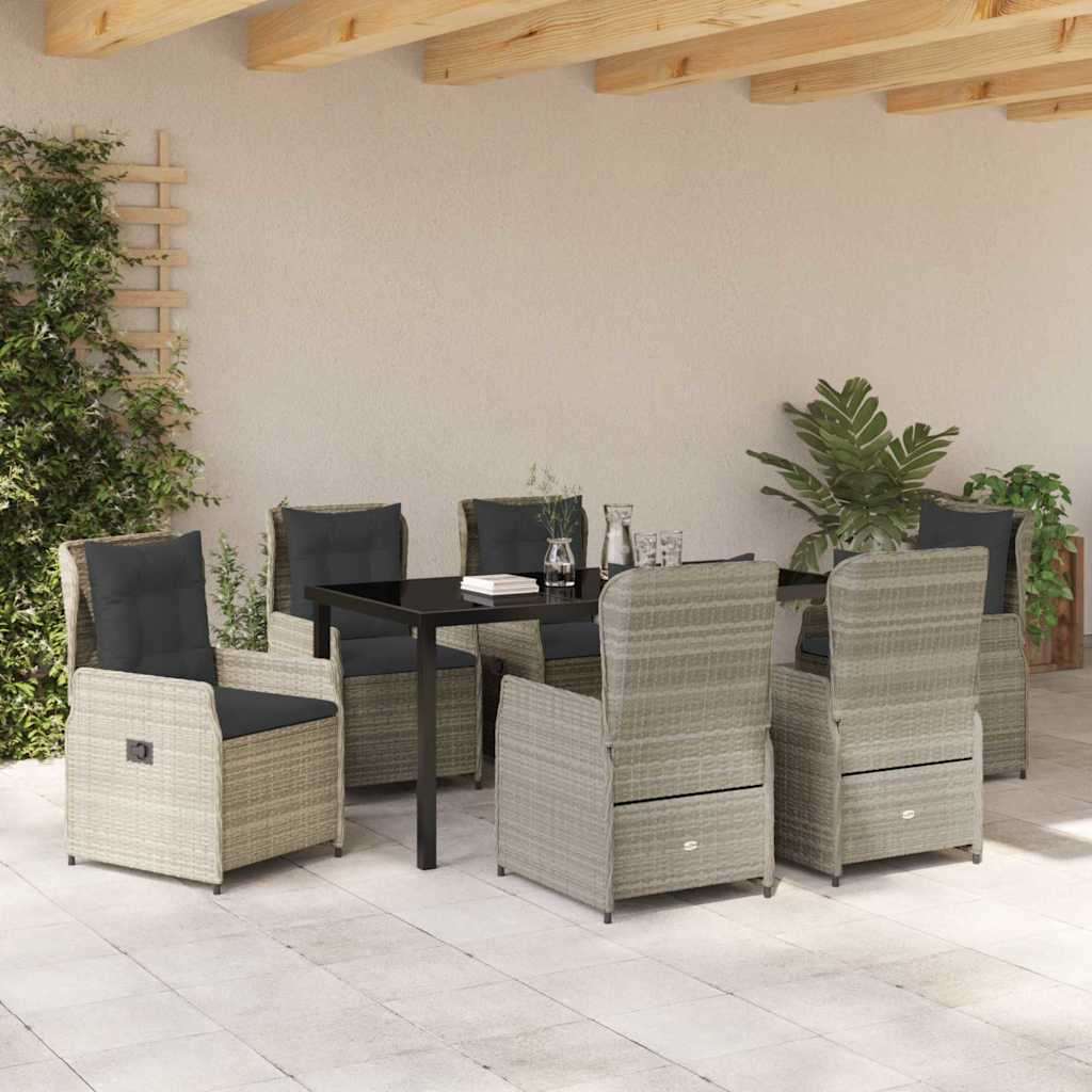 Have Spisebordssæt 7 pcs Lysegrå polyrattan